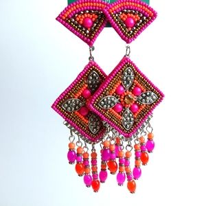 Beaded oversized boho earrings